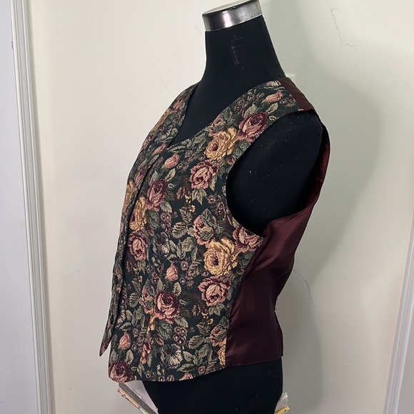 Vintage Northern Tradition Floral Tapestry Vest Waistcoat Size Large - Picture 9 of 12